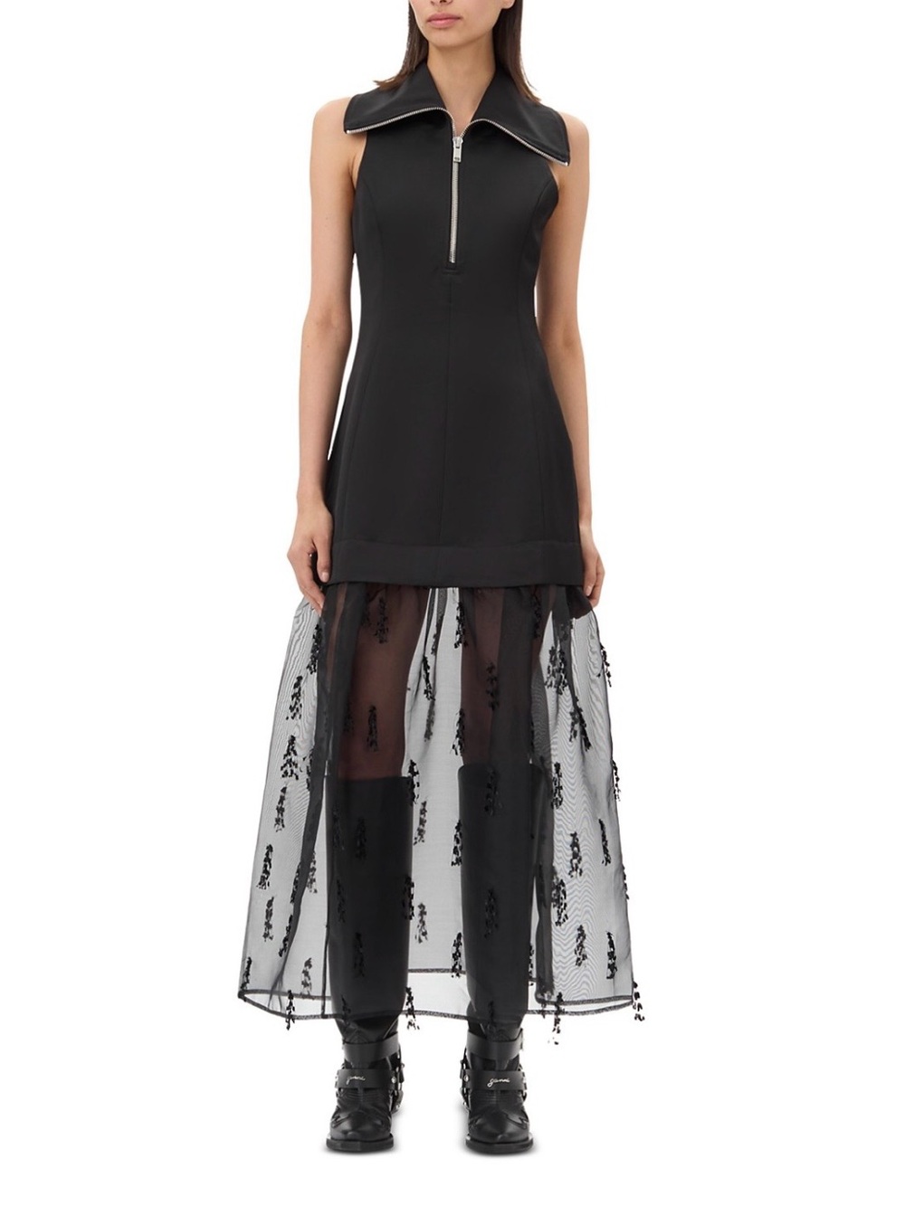 Ganni Fringed Organza Dress